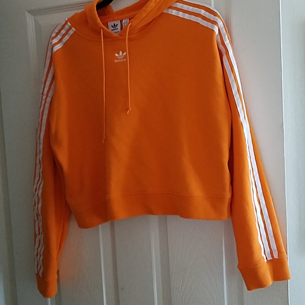 TRADED! Adidas 3 Stripe Crop Orange Hoodie - Picture 4 of 7